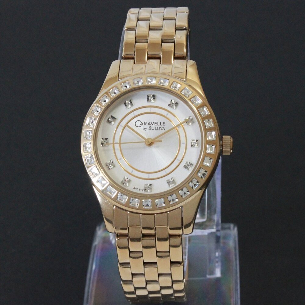 Caravelle Ladies Quartz Watch By Bulova Chrystal Bezel And Indices 32mm - Picture 3 of 13